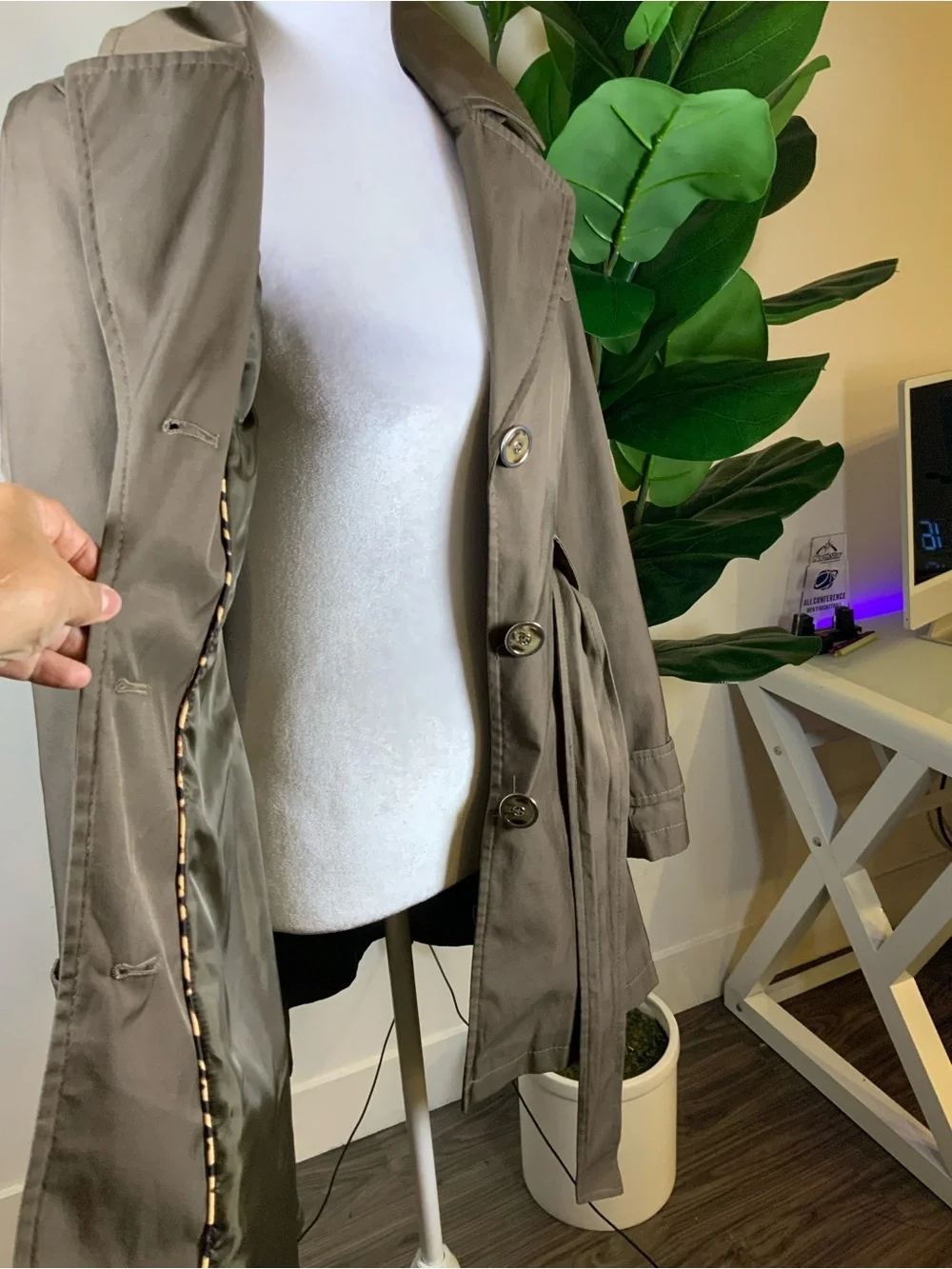 Via Spiga Taupe Trench Coat with Belted Waist